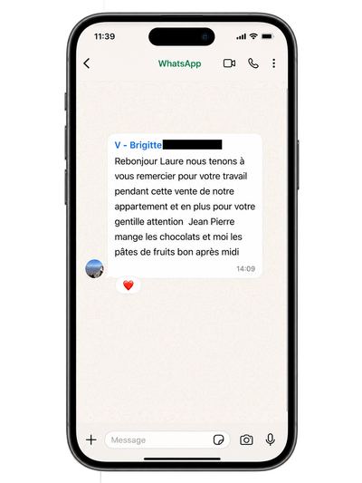 Message WhatsApp — Maxime